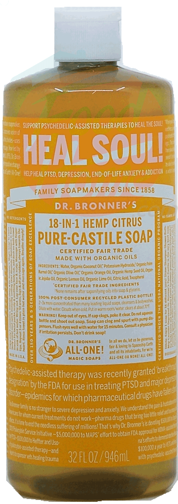 Dr. Bronner's Magic Heal Soul! 18-in-1 hemp citrus pure-castile soap Full-Size Picture